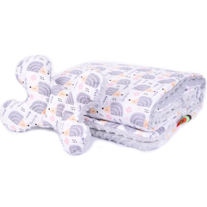 Komplekts "Hedgehog" pleds 100x75cm un spilvens "tauriņš"