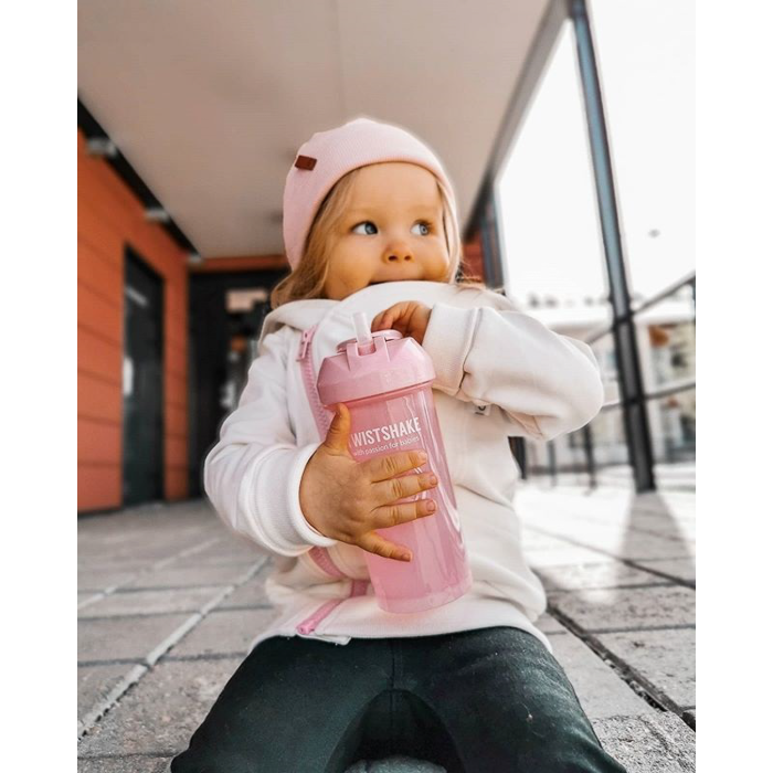 Twistshake buteliukas su šiaudeliu 360 ml nuo 6mėn rožinis 78588
