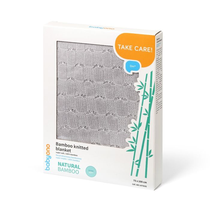 Babyono pledas megztas bambukinis pilkas 1479/02