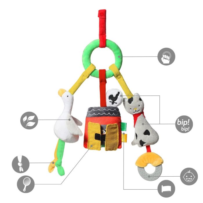 BabyOno vežimėlio pakabukas, lavinantis žaislas - ON THE FARM, 1488