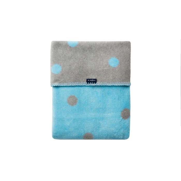 Zaffiro pledas medvilninis, 75x100, pilkas-mėlynas, taškiukai