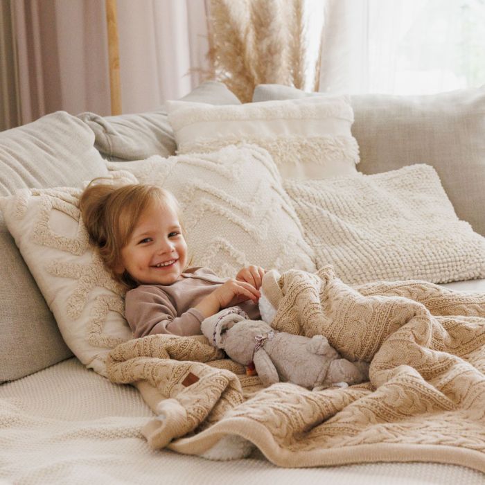 Babyono pledas medvilninis su flisu eglutė kreminis 1657