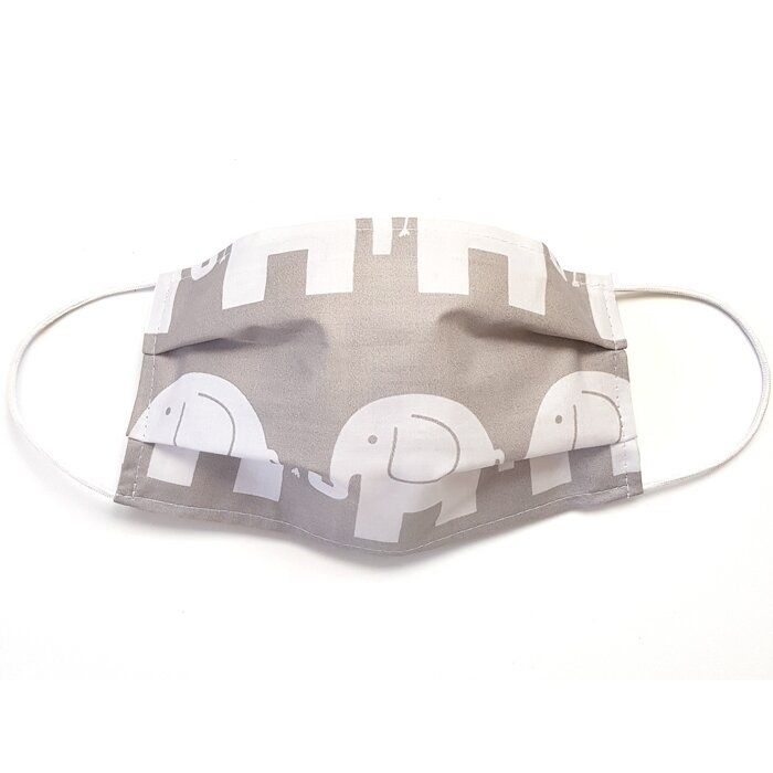MamoTato vaikiška kaukė su kišene filtrui, gumytės, pilkas - drambliukas