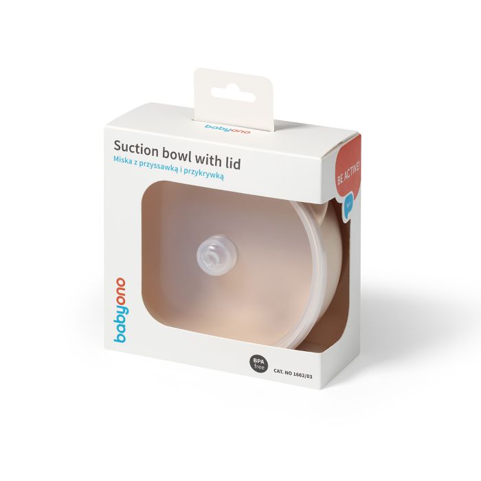 Babyono lėkštutė silikoninė neslystanti su dangteliu kreminė 1662/03