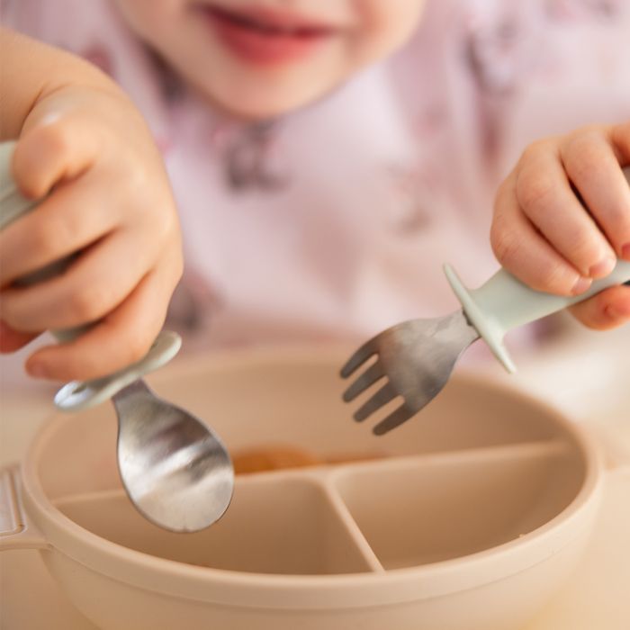 Babyono šaukštelis šakutė nerūdijančio plieno žali 1665/04