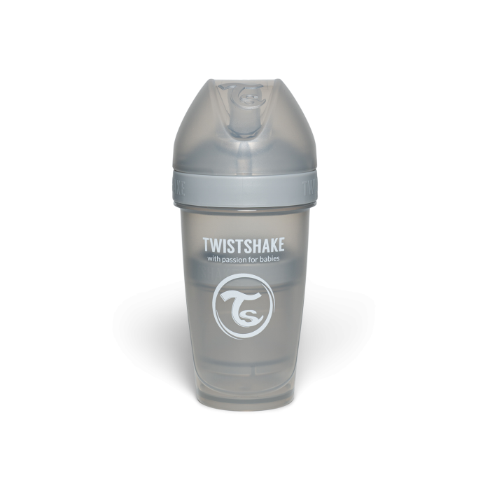 Twistshake buteliukas antikolikinis Pro Double 260ml pilkas 79026