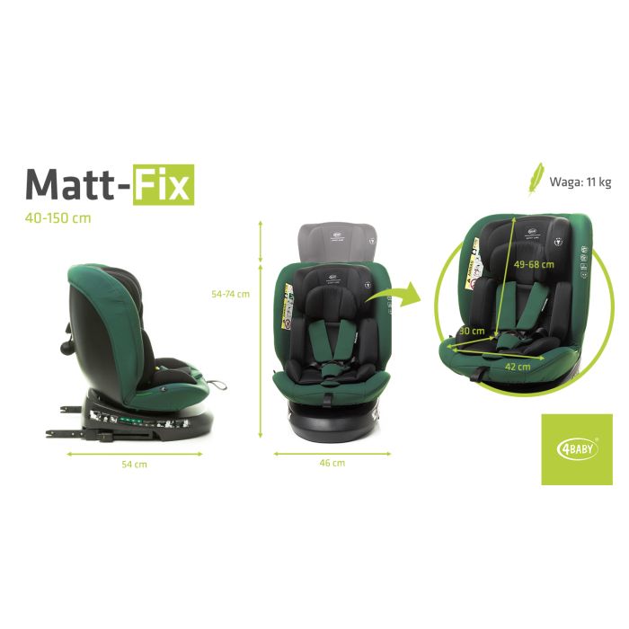 4Baby autokėdutė MATT-FIX 40-150CM I-SIZE žalia