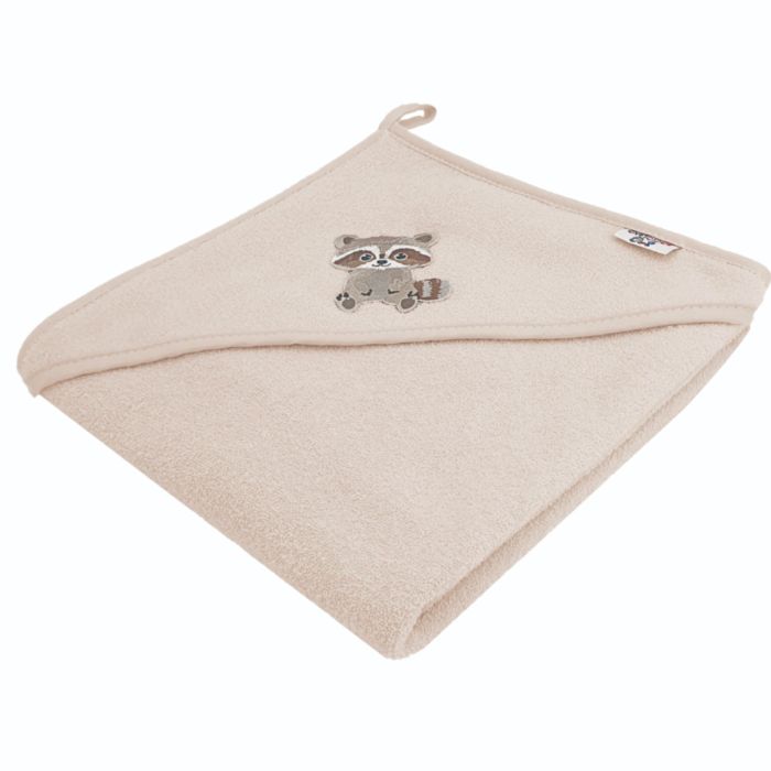 Bocioland rankšluostis su gobtuvu frotinis 80x80 kreminis meškėnas BL217