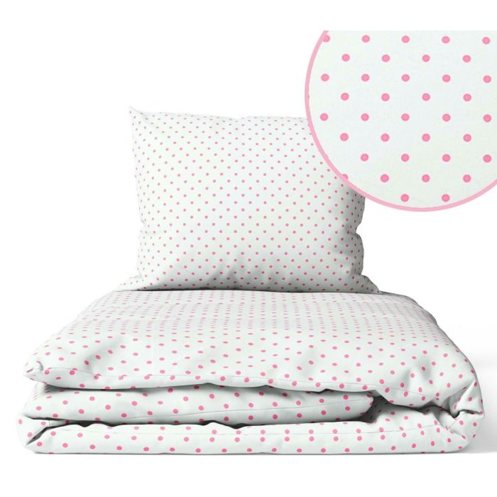 Ankras patalynė 2 d 135/100 40/60 rožiniai taškiukai balta