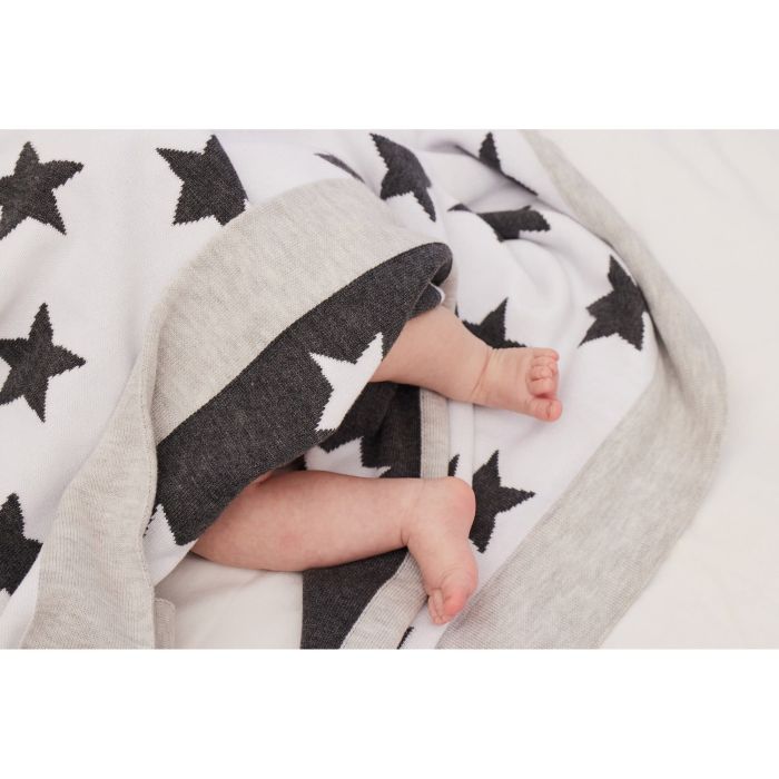 CebaBaby pledas megztas žvaigždės 90x90 pilkas