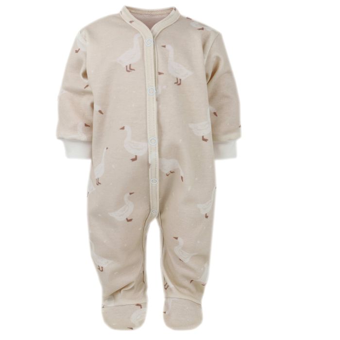 Zīdaiņu kokvilnas rāpulītis ar piedurknēm  "Goose" beige