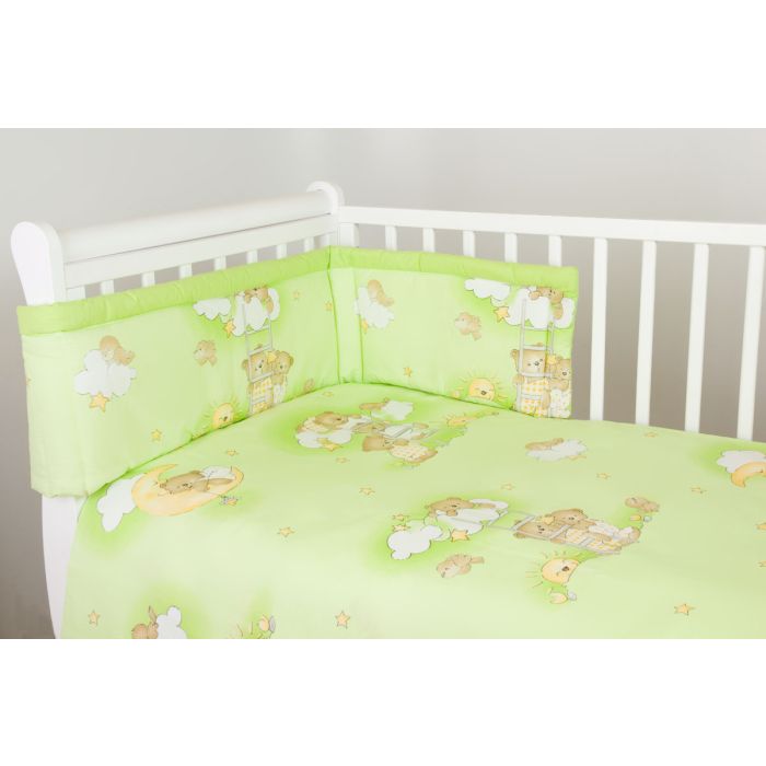 Gultasveļas komplekts ar aizsardzību "Mākonīši" zaļš