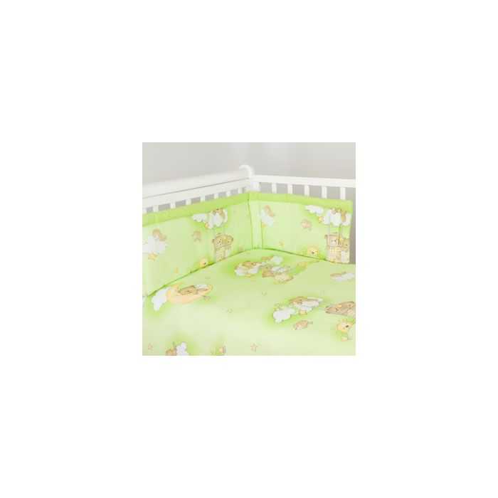 Gultasveļas komplekts ar aizsardzību "Mākonīši" zaļš