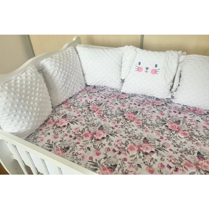 Spilvens ar lentēm (gultas apmales) 180 cm "Cosy clouds" ar zaķi 