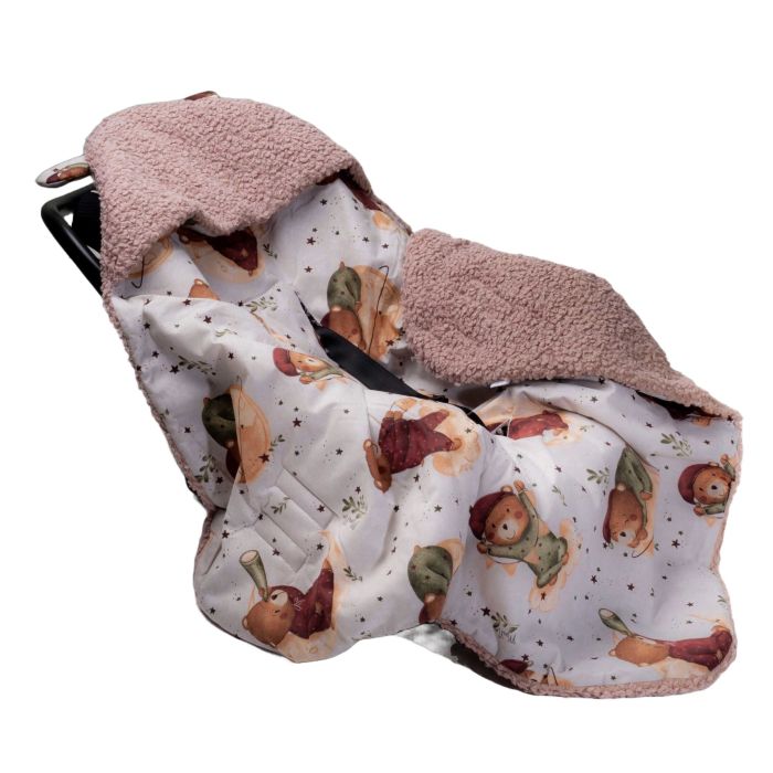 Apsildāms guļammaiss autokrēsliņa  "Blush teddy beige" 90x90 cm 