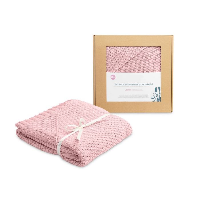 Adīts bambusa viskoze pleds "Baby" 90x85 cm rozā