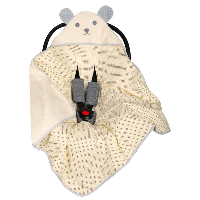 Autosēdeklīša guļammaiss "Animals& Dots" 80x80 cm bēša