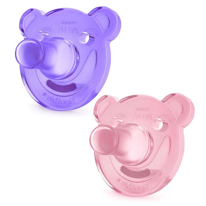 Knupītis AVENT "Soothie Shapes" 0-3m meitenei 2gab.