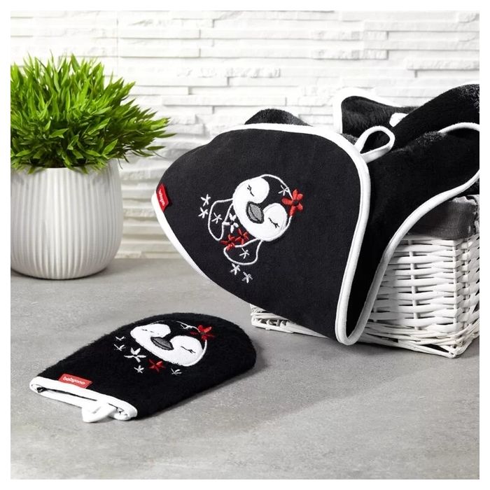 Bambukinis rankšluostis kūdikiui "Penguin" su gobtuvu 85x85 cm