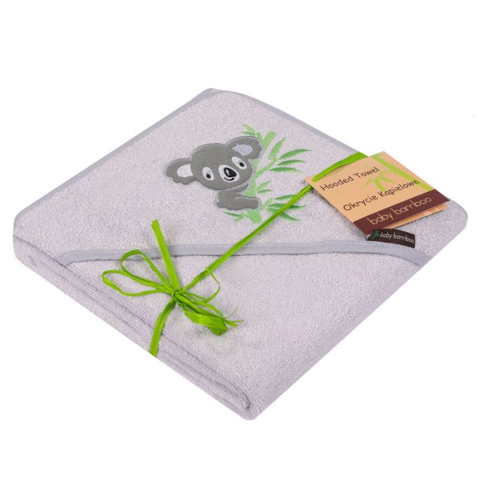 Bambusa dvielis ar kapuci 100x100cm  "Koala" pelēks