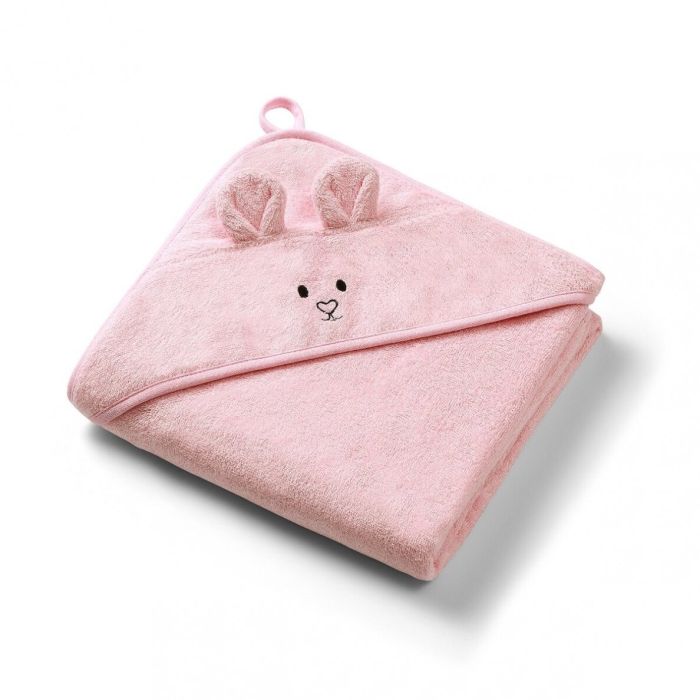 Bambusa dvielis ar kapuci Babyono 100x100 cm "Mouse pink"