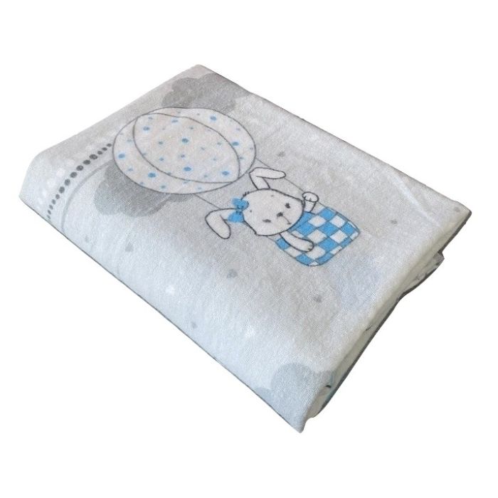 Autiņš flanēļa "Bunny & Balloons" 70x80 cm, ar zīmējumu,  1gb.