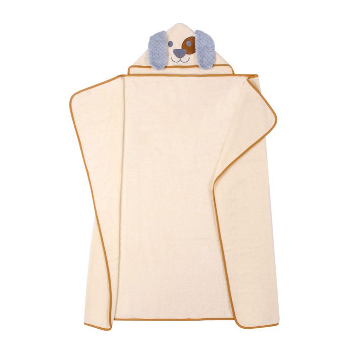 Dvielis ar kapuci  "Dog" 120x100cm  bēša