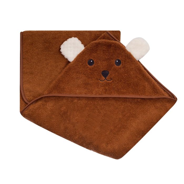 Dvielis ar kapuci  "Bear" 120x100cm brūns