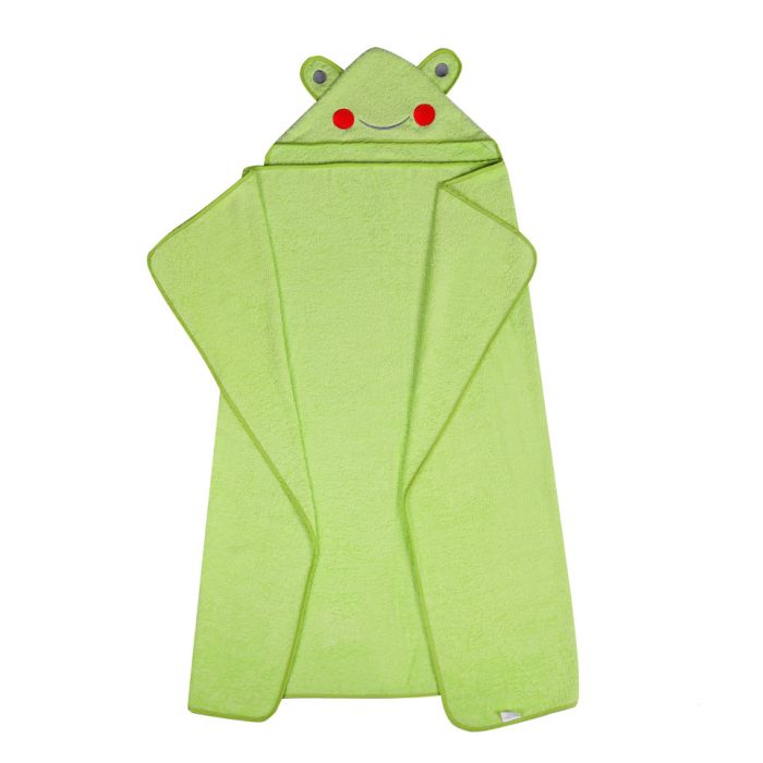Dvielis ar kapuci  "Frog" 120x100cm  zaļš