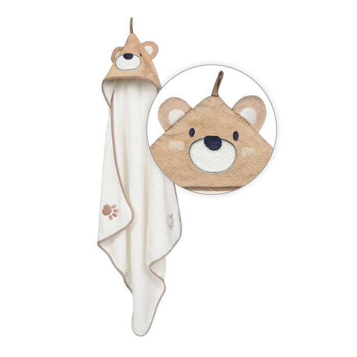 Dvielis ar kapuci  "Jimmy" 80x80 cm bēšs