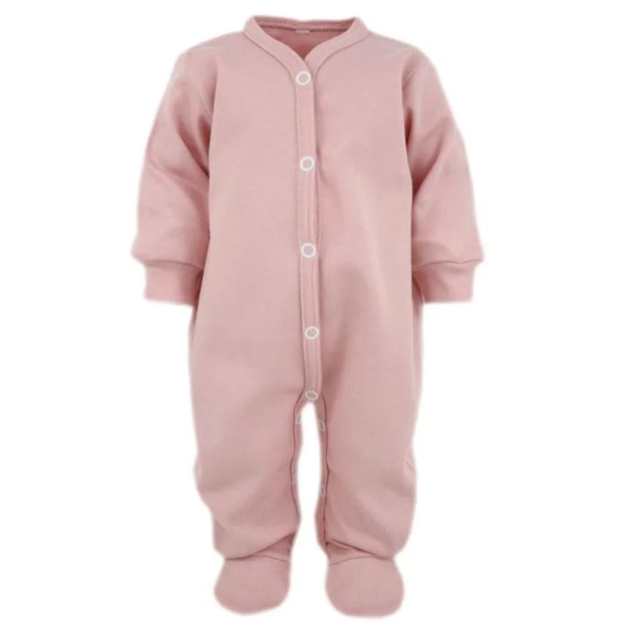 Zīdaiņu kokvilnas rāpulītis ar piedurknēm  "Blank" pale pink