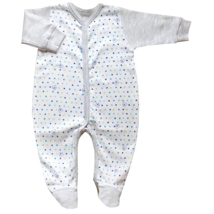 Zīdaiņu kokvilnas rāpulītis ar piedurknēm "Small bears"