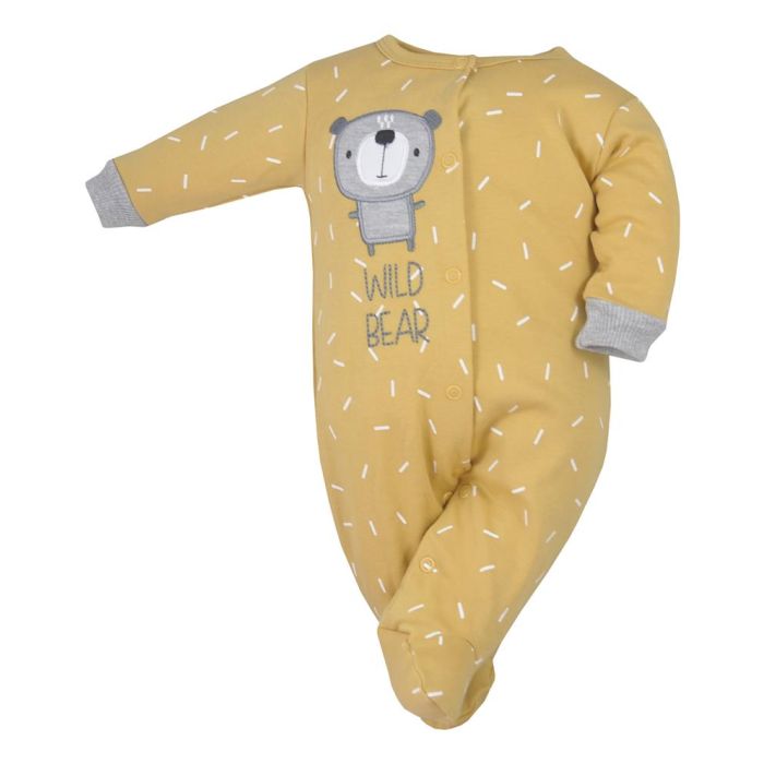 Zīdaiņu kokvilnas rāpulītis ar piedurknēm  "Wild bear" 