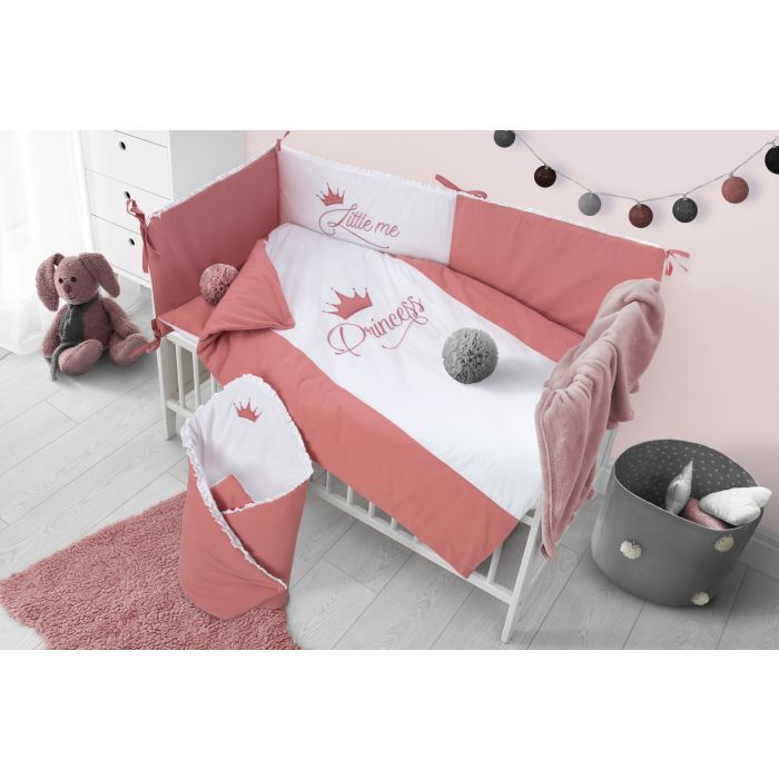 Bērnu gultas veļa ar apmales "Royal baby" rozā