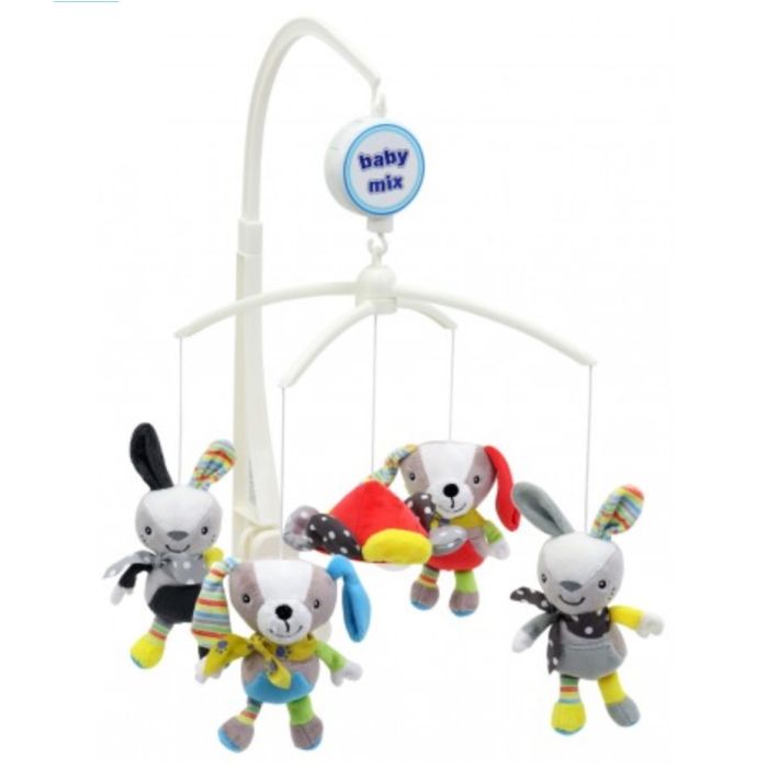 Muzikālais karuselis mazuļa gultiņai "Bunny" ar mīkstām mantiņām