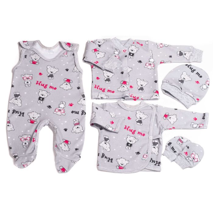 Bērnu komplektiņš no 5 daļam "Hug me" pelēks