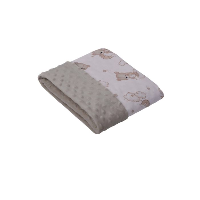 Bērnu pleds "Cute Teddy ecru" 100x75cm pelēks