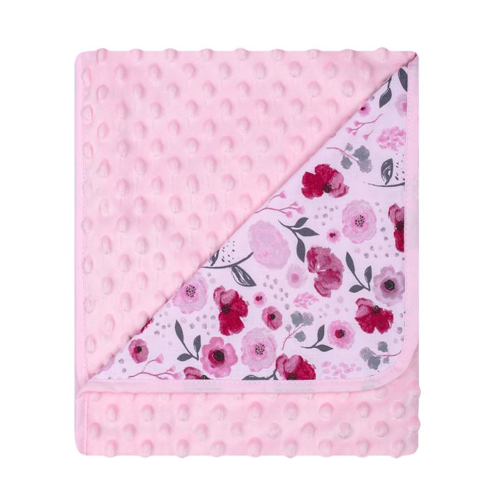 Bērnu pleds 90x80 cm "Flowers" rozā