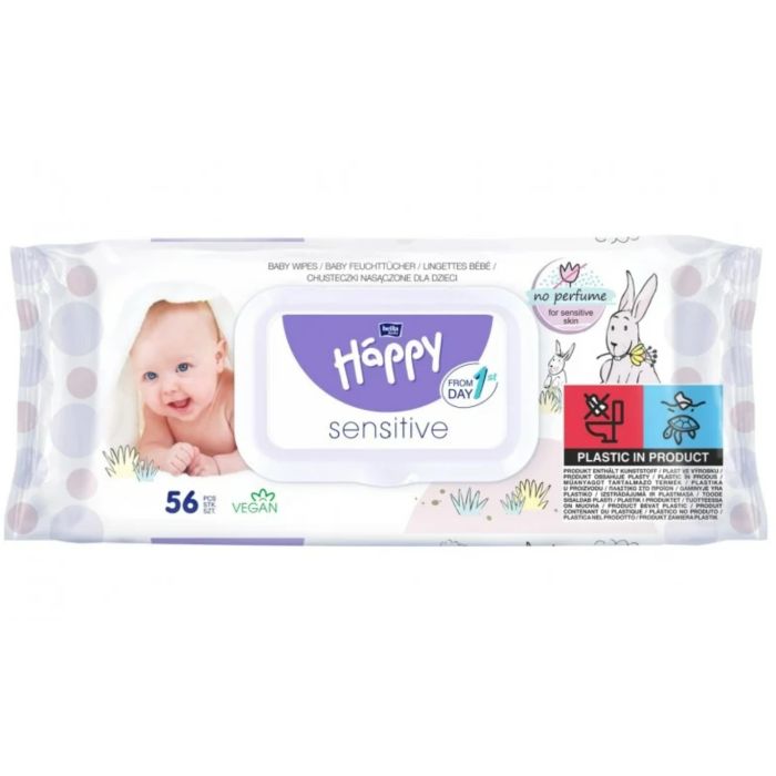 Mitrās salvetes Bella Happy "Sensitive" 56gab