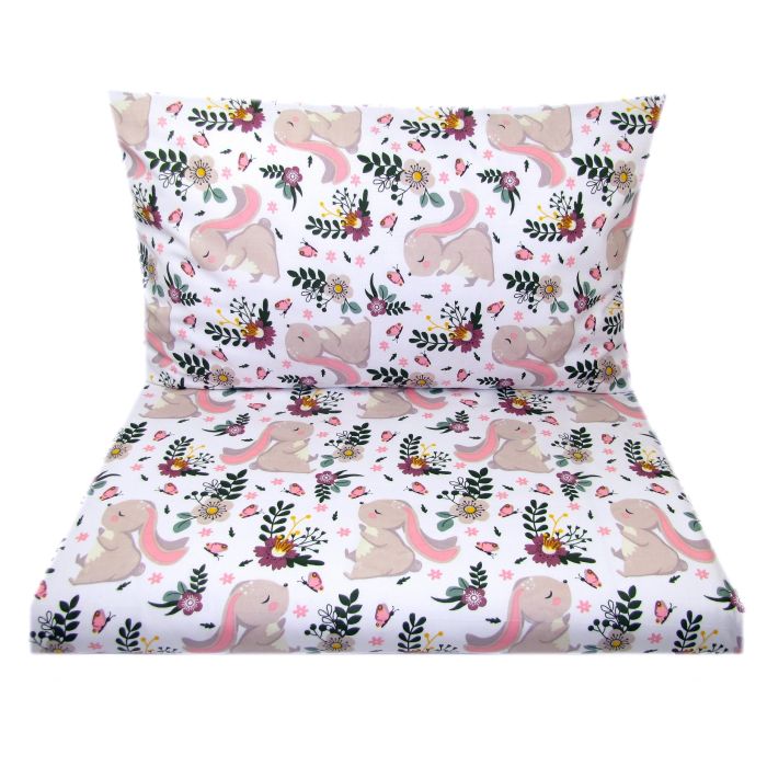 Bērnu gultas veļa šūpulim 80x70cm "Bunny&Flowers" 