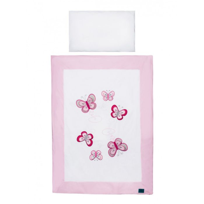 Bērnu gultas veļa ar apmales "Butterfly" rozā