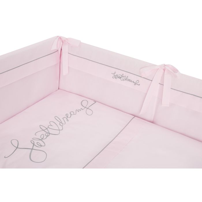 Bērnu gultas veļa ar apmales "Sweet dreams" rozā