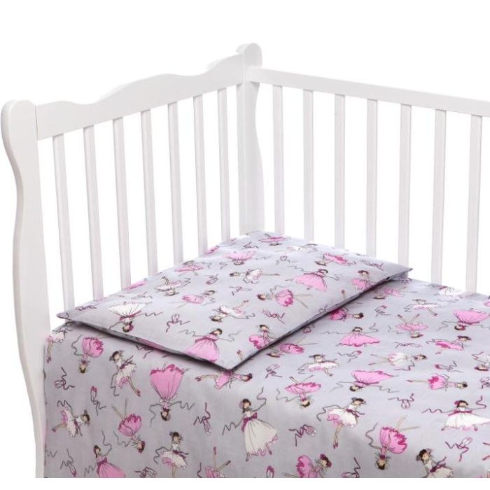 Bērnu gultas veļa 135x100 "Balerina" pelēks