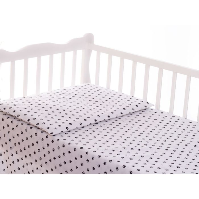 Bērnu gultas veļa 135x100 "Paws" balts