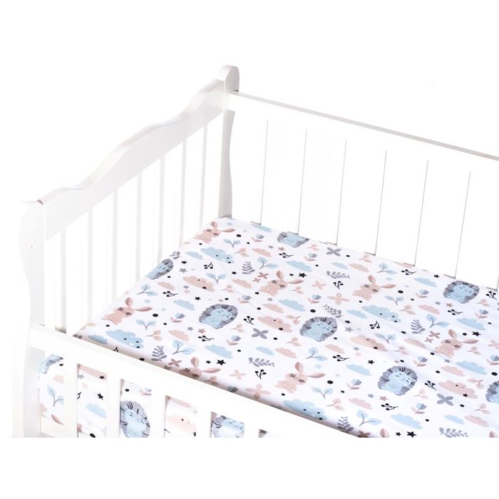 Bērnu palags ar gumiju "Bunny& Hedgehog"  120x60