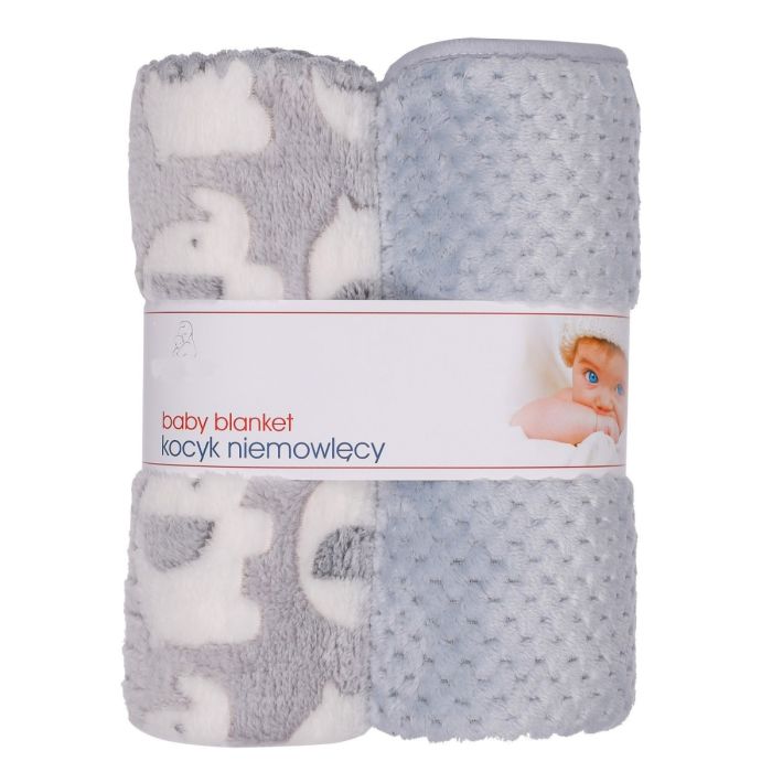 Bērnu pledi "Duo elephants" 90x80 cm pelēks, 2 gab