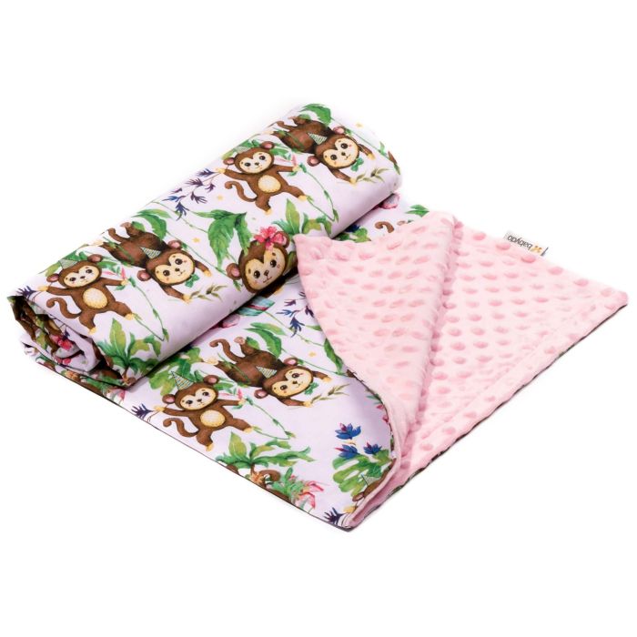 Bērnu pleds 100x75cm "Monkey's fiesta" rozā 