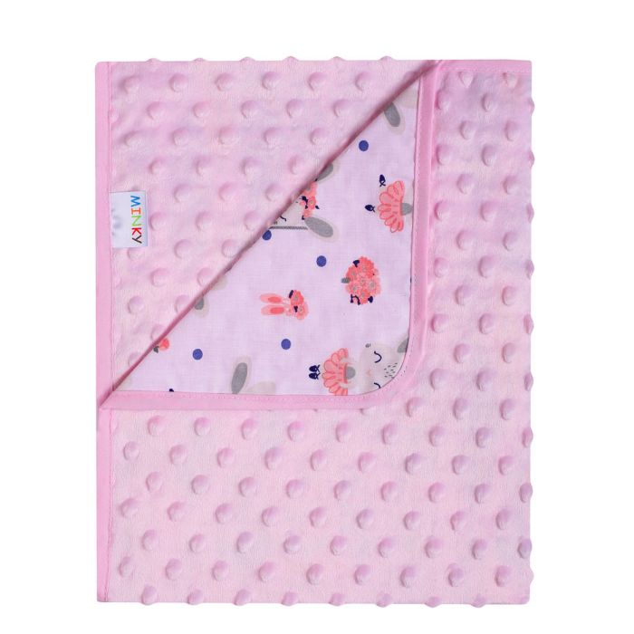 Bērnu pleds 90x80 cm "Bunny&Flowers" rozā