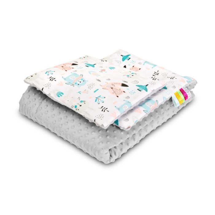 Bērnu sega "FOX" 100x75cm un spilvens, pelēks