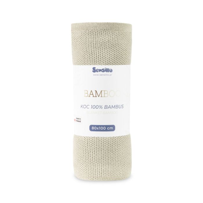 Adīts bambusa viskoze - kokvilnas pleds "Bamboo" 100x80 cm baby blue
